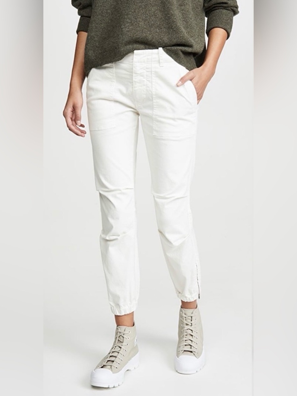 Nili Lotan Cropped French Military Utility Pants White Size 2